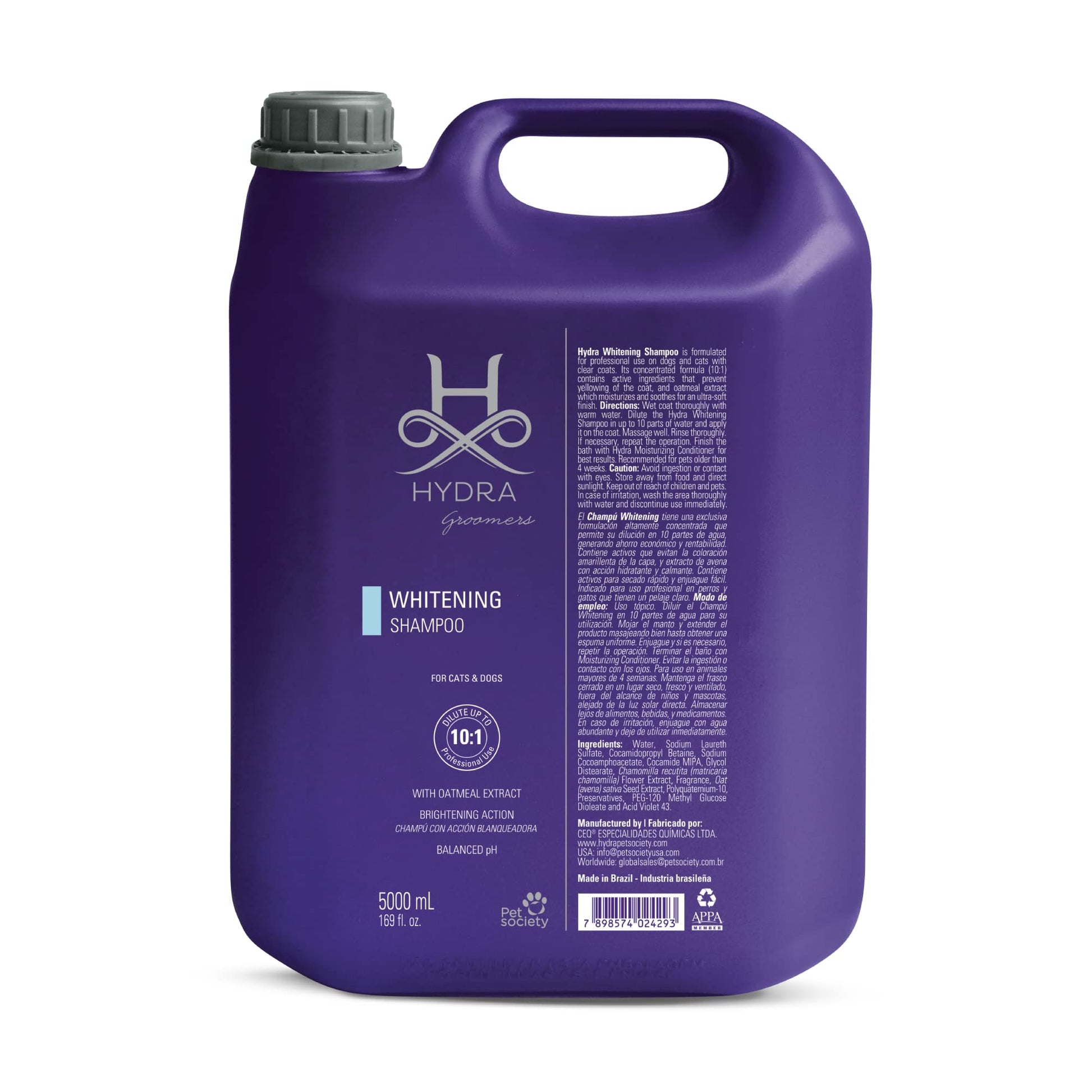 Hydra Professional Whitening Shampoo for Dogs and Cats, Pet Whitening Shampoo for Light-Colored Fur or Hair, Reduces Yellow Color and Stains