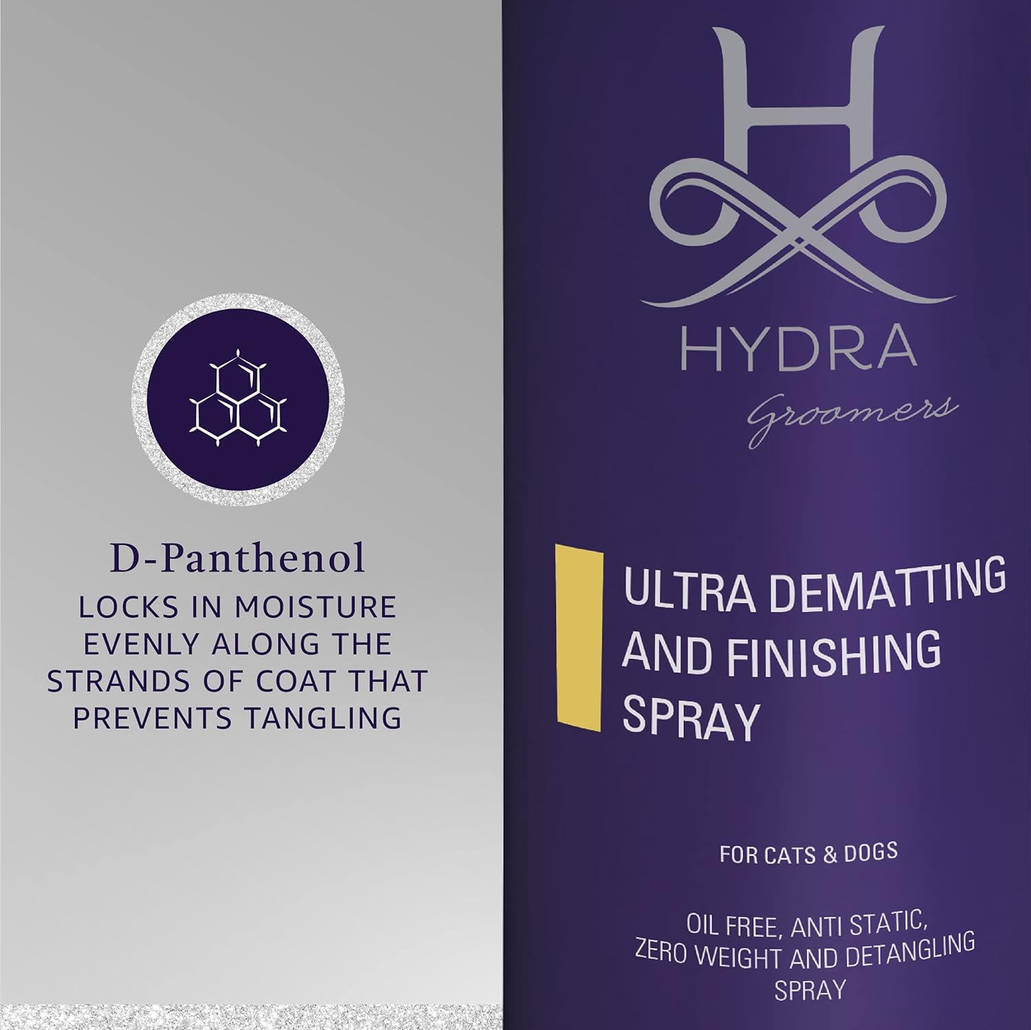 Hydra Professional Ultra Dematting and Finishing Spray for Dogs and Cats, Suitable for Pets with Long Hair