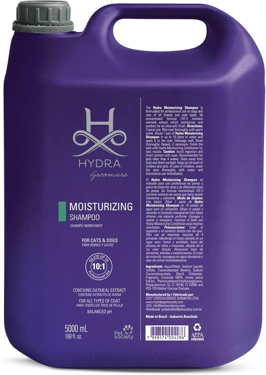 Hydra Professional Moisturizing Dog Shampoo, Oatmeal Bath for Dogs and Cats, Pet Wash for All Breeds and Coat Types, Promotes Healthy Skin and Coats, 169 fl.oz